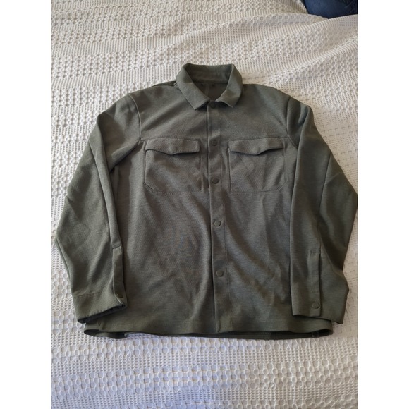 lululemon athletica Other - Lululemon Gridliner Grid Fleece Overshirt Snap Long Sleeve Green Medium Preppy